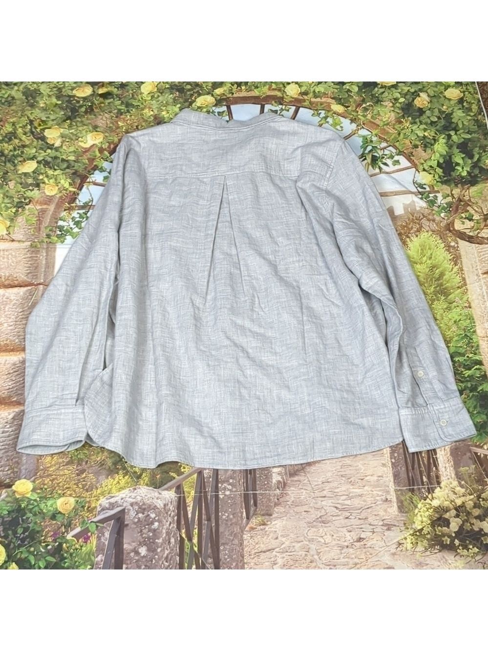 REISS grey Mimi casual button down long sleeve shirt size 14 - Picture 8 of 10